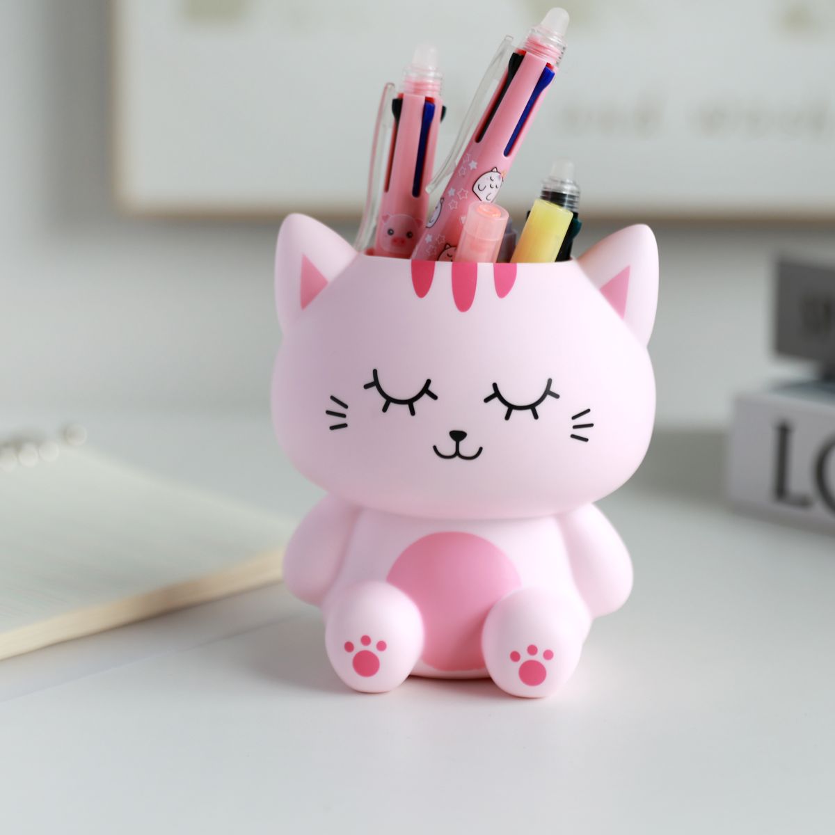 Porte-Crayons 3D Chat Rose