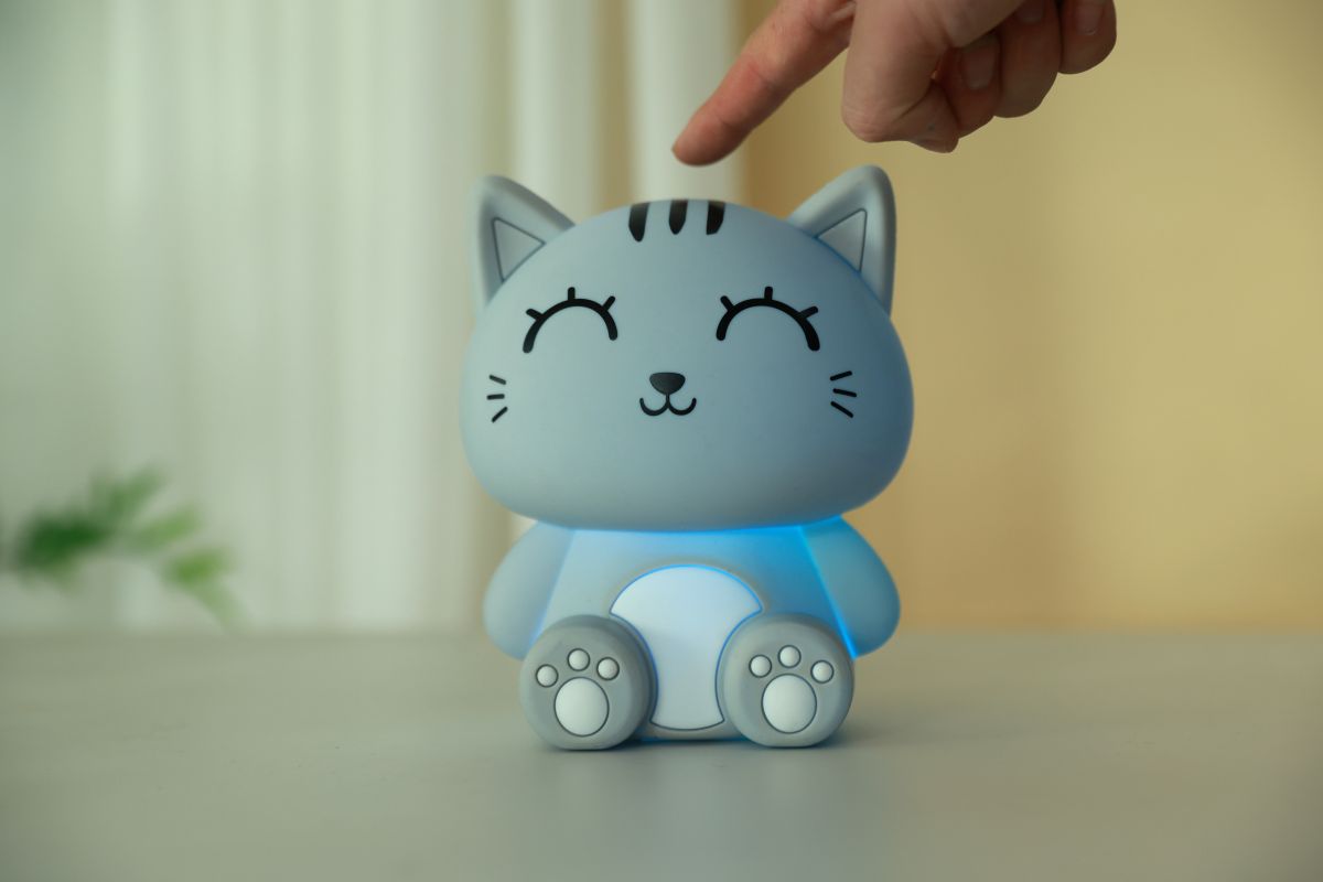 Lampe de nuit en silicone Chat Gris
