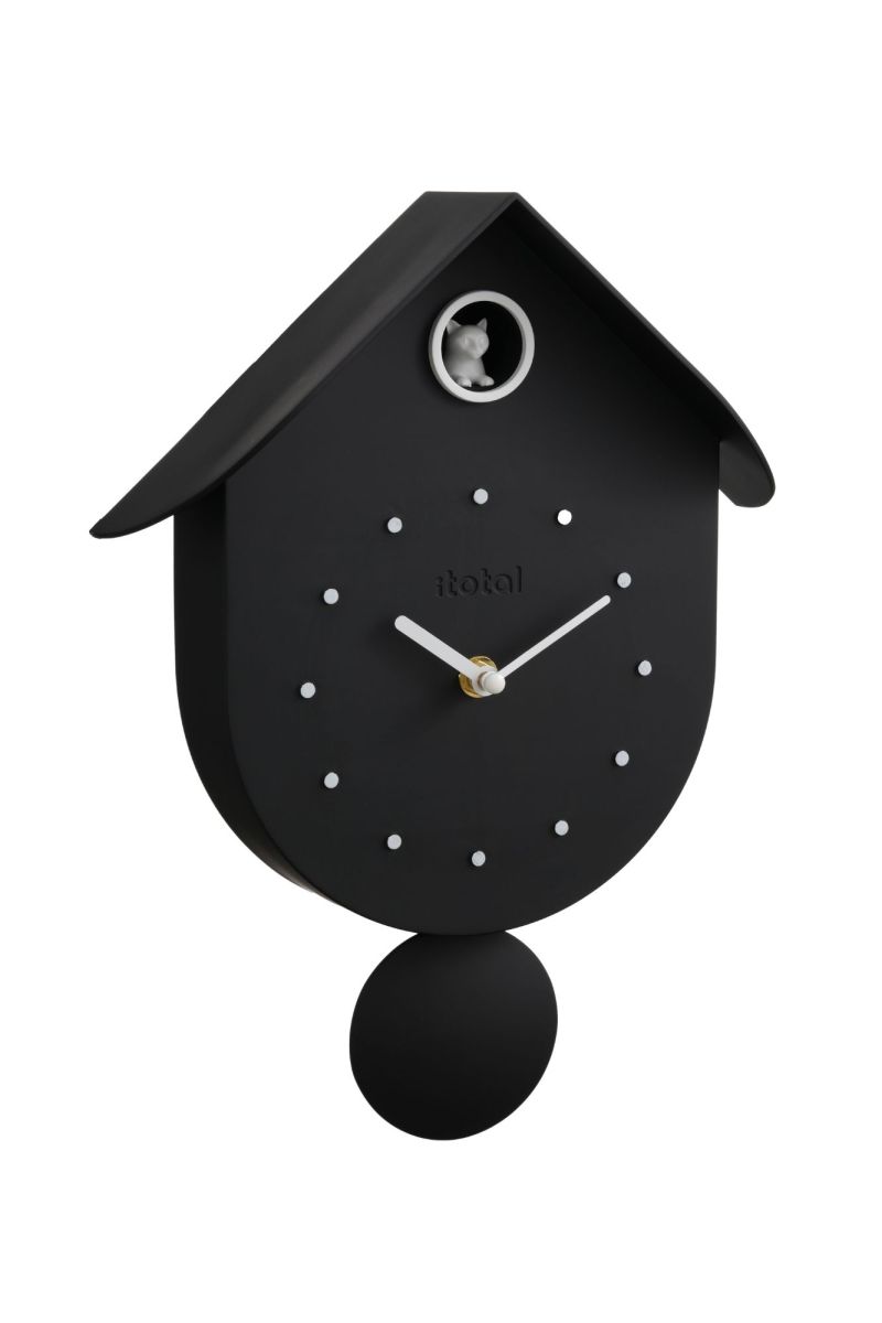Horloge murale Coucou noir Chat