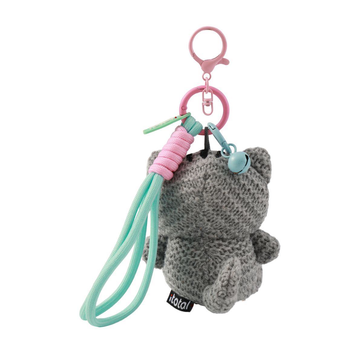 Porte-clés au crochet Chat gris 