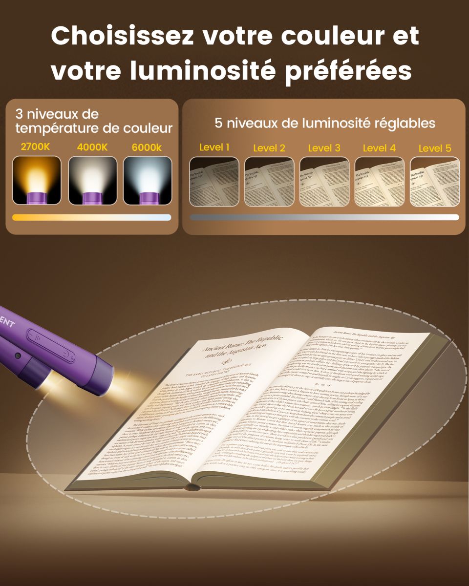 Lampe de lecture de cou Ergonomic Violet
