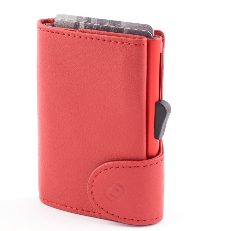 Porte-monnaie et cartes RFID en cuir Vintage Rouge Ciliegia 