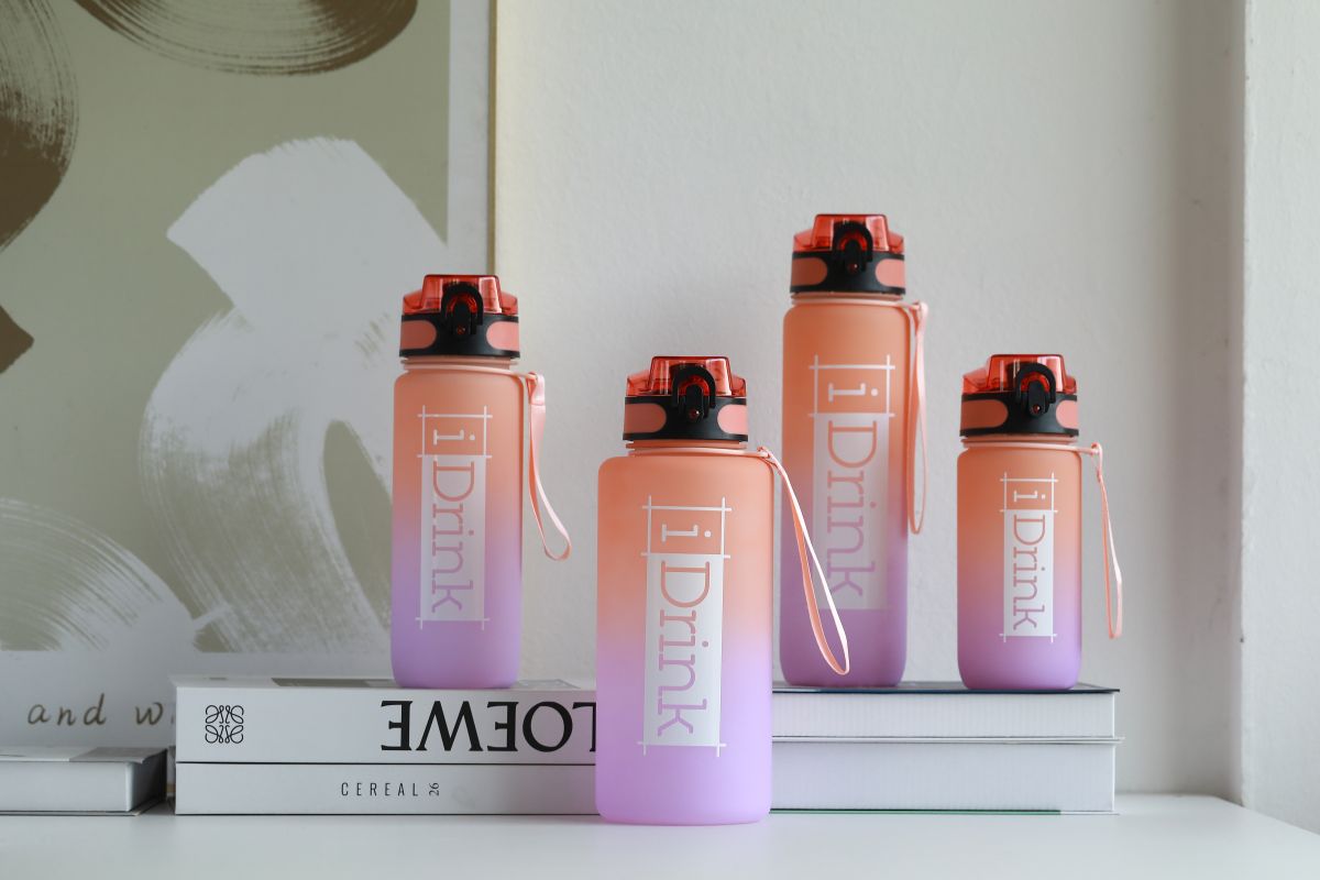 Tritan Motivational Bottle 1500ml orange & lilas