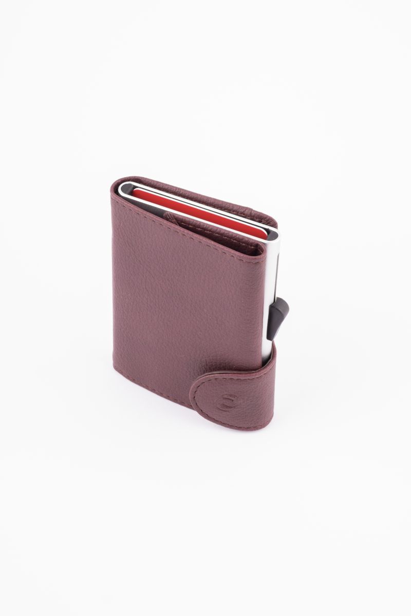 Porte-cartes RFID Similicuir (PU) Brun foncé / Boîtier Argent 