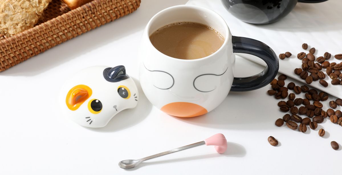 Tasse en céramique Slurpy 400 ml Chat Blanc & Orange