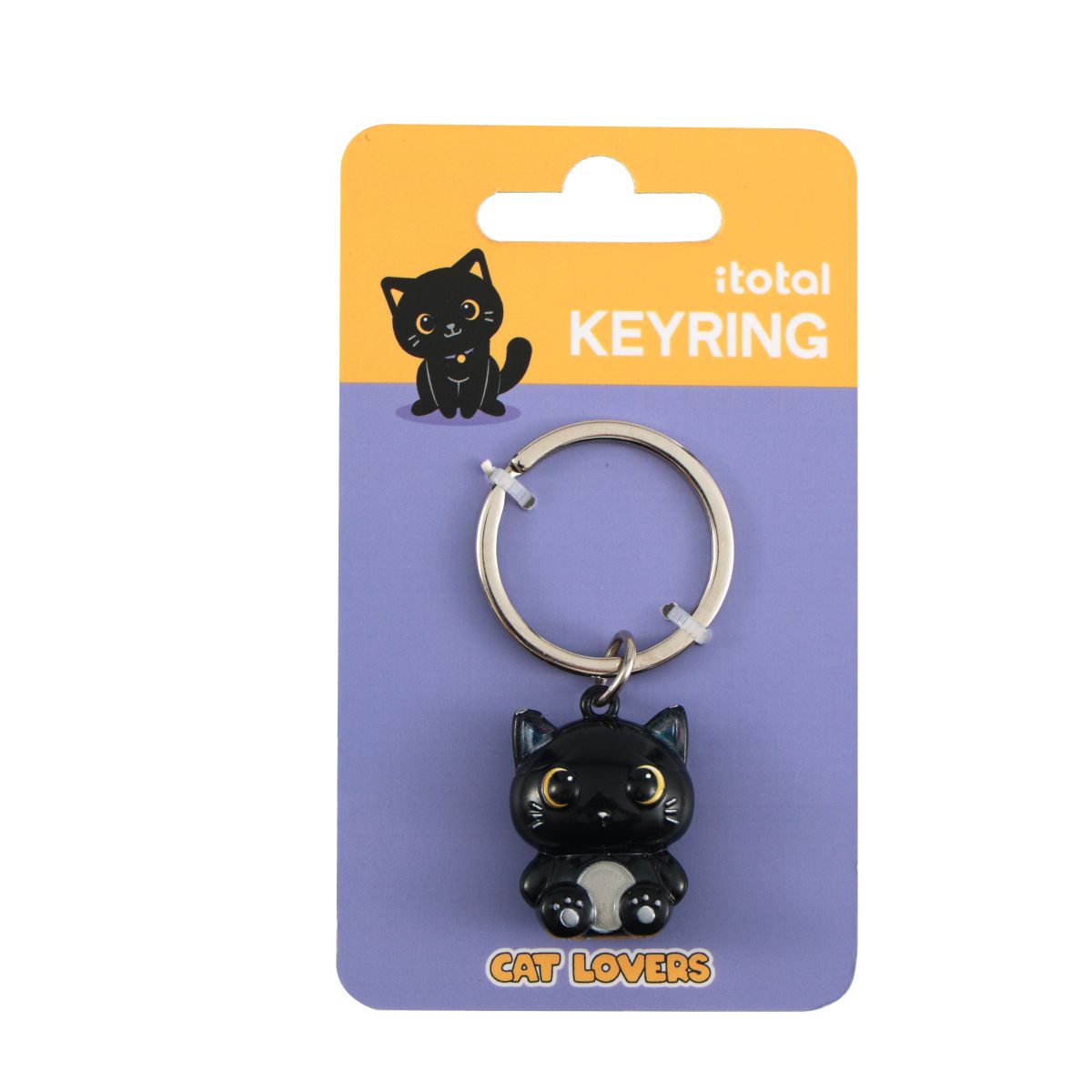 Porte-clés en métal Chat noir 