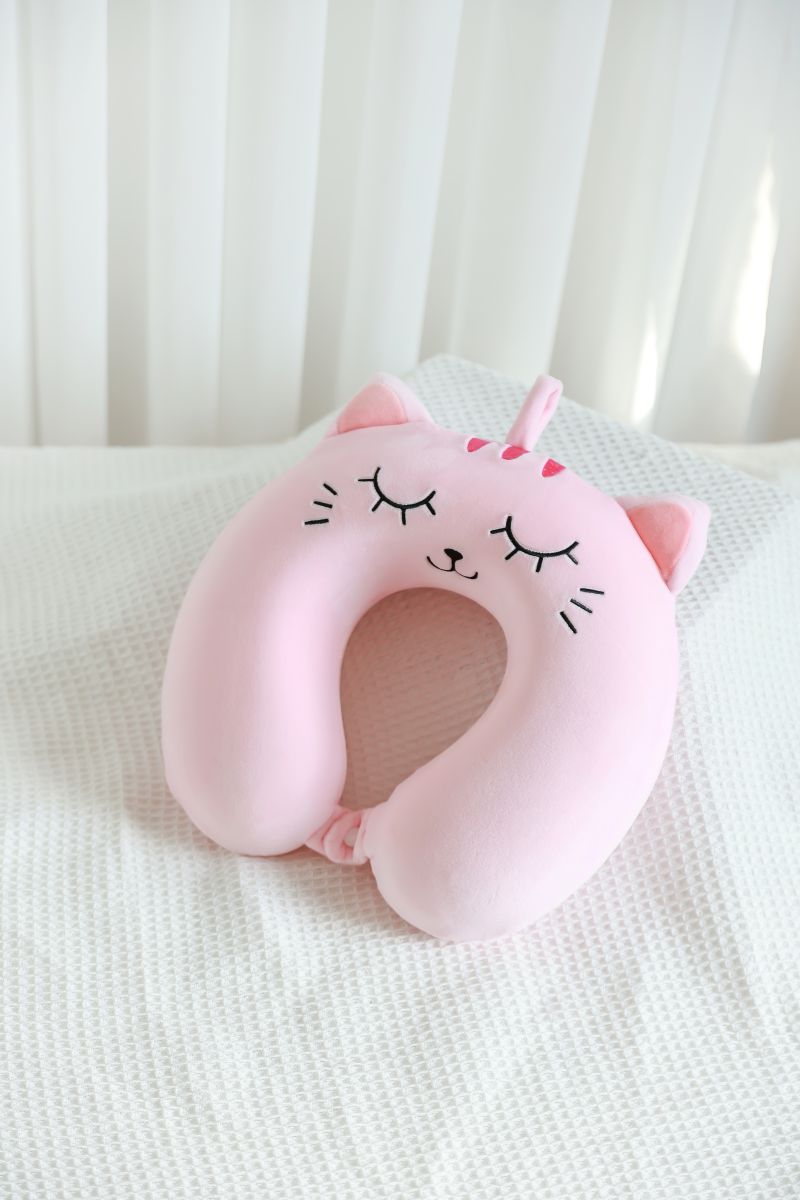 Oreiller de voyage Chat Rose