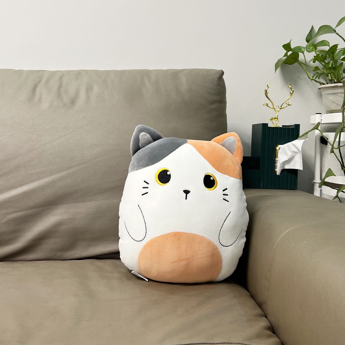 Coussin vertical Chat Blanc & Orange