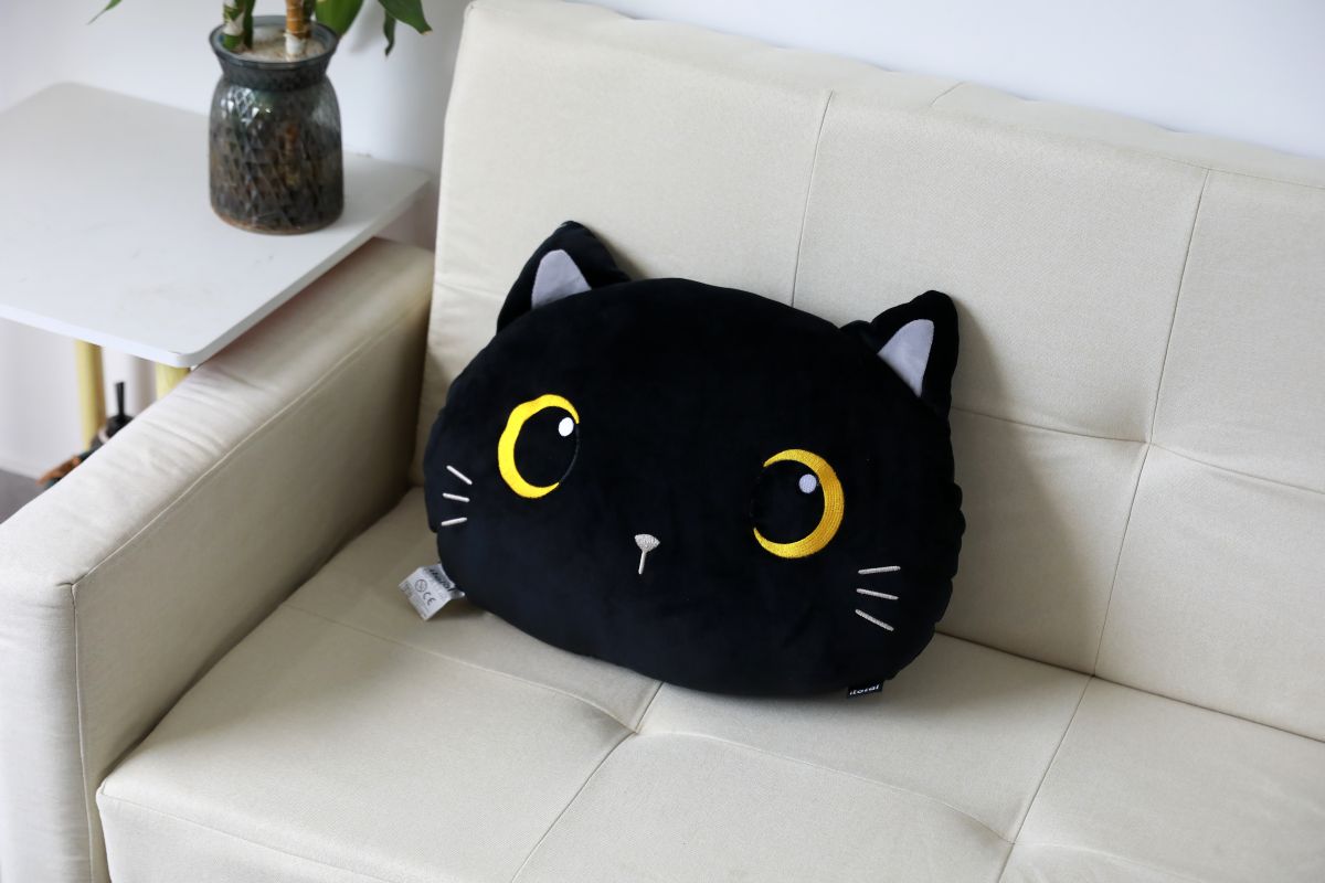 Coussin plat chat Noir