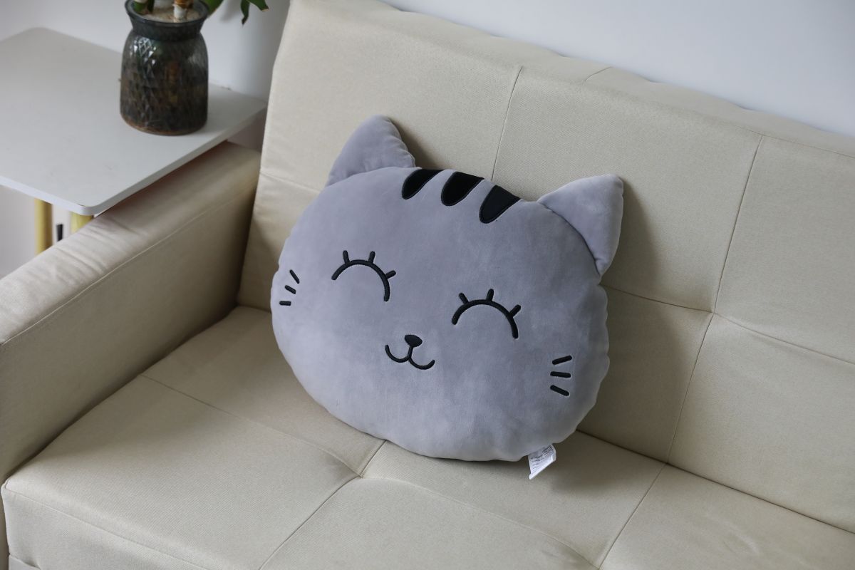 Coussin plat chat Gris
