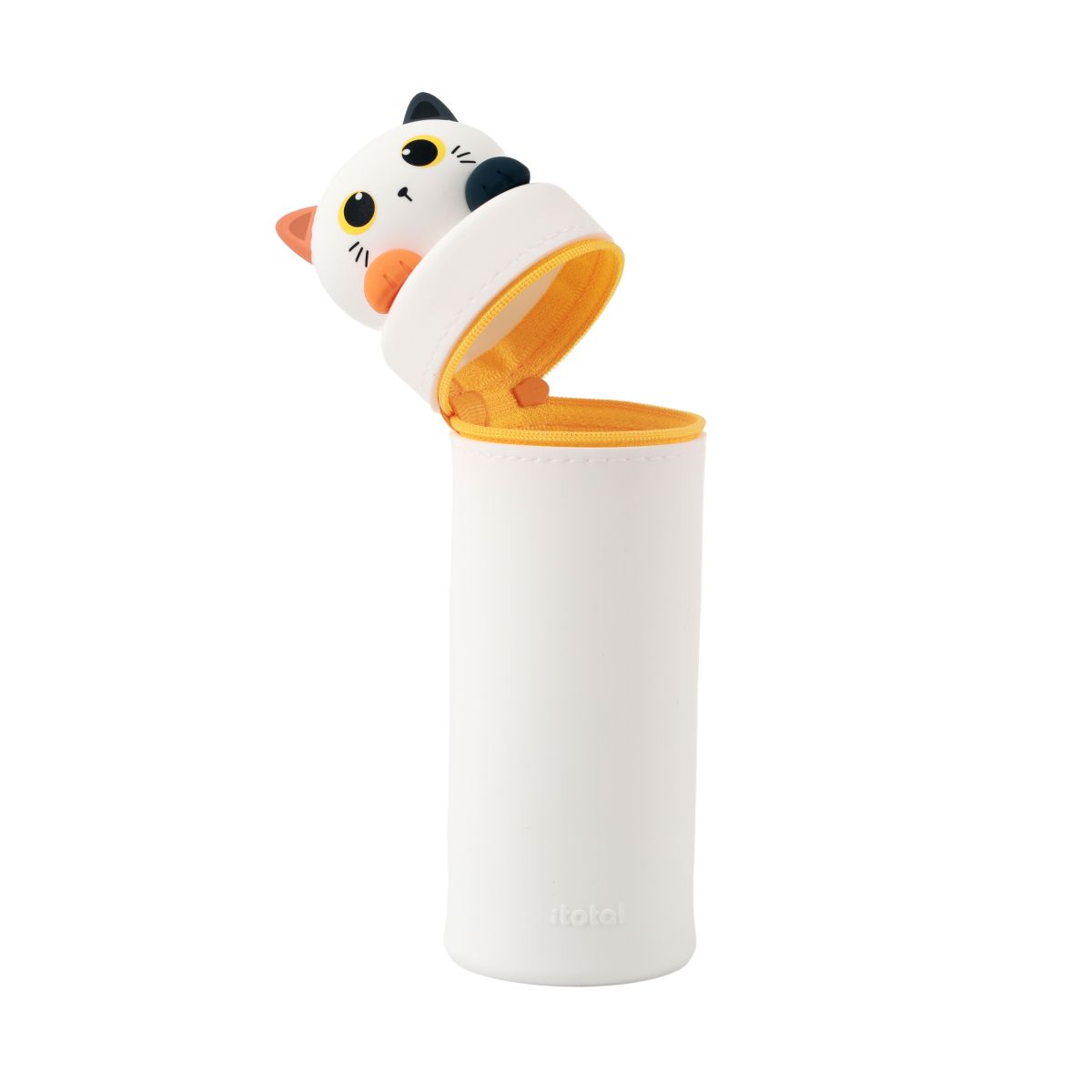 Trousse en silicone Climby Chat blanc & orange 