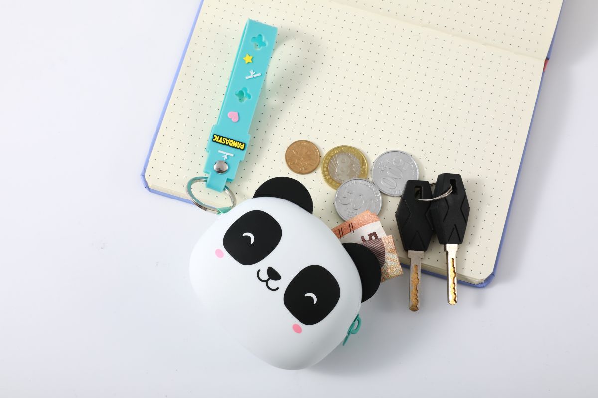Porte-clés avec porte-monnaie en silicone Panda 