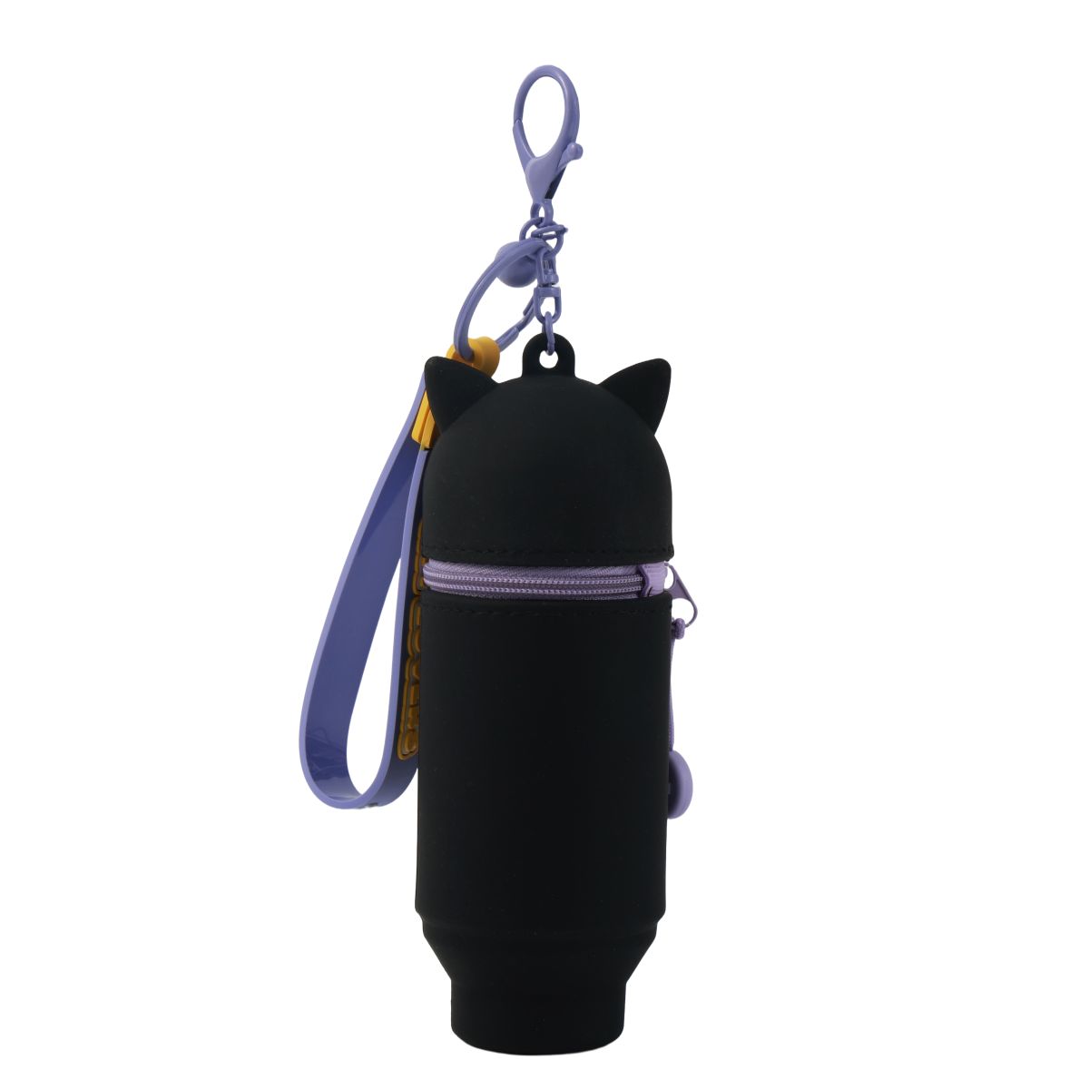Porte-clés avec trousse en silicone Chat Chat noir
