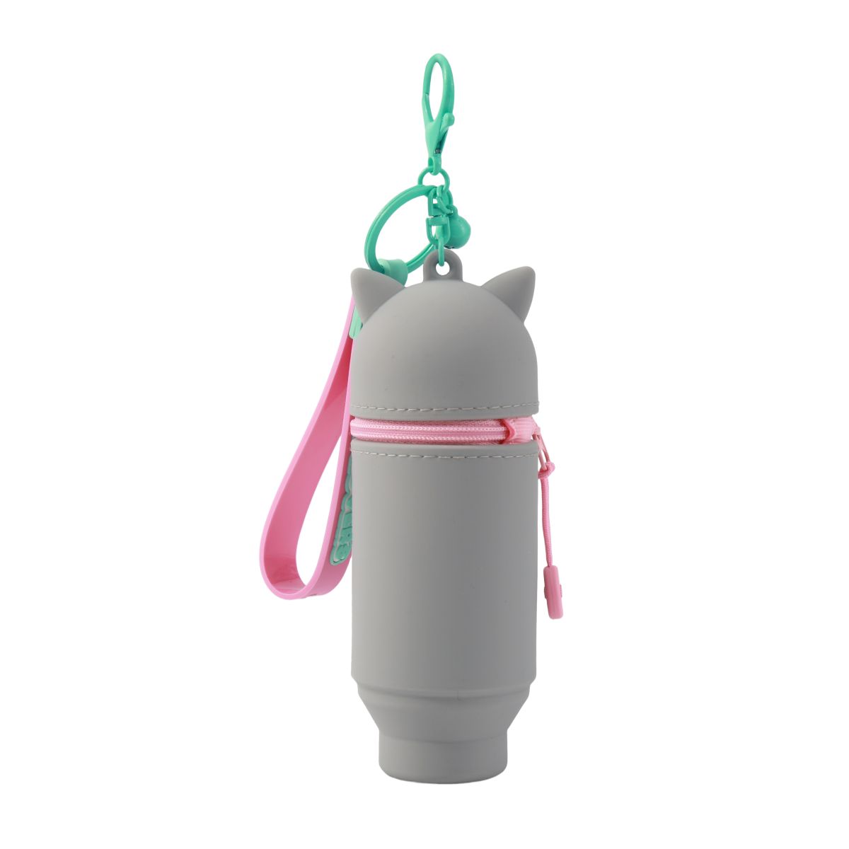 Porte-clés avec trousse en silicone Chat Chat gris