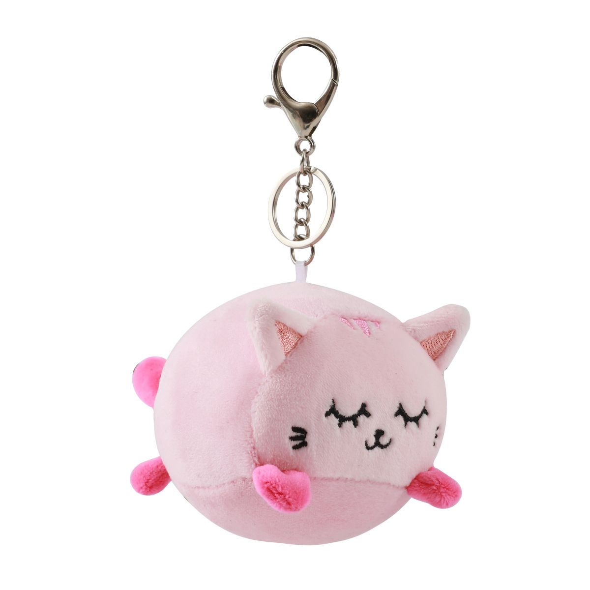 Porte-clés en peluche Chat Rose