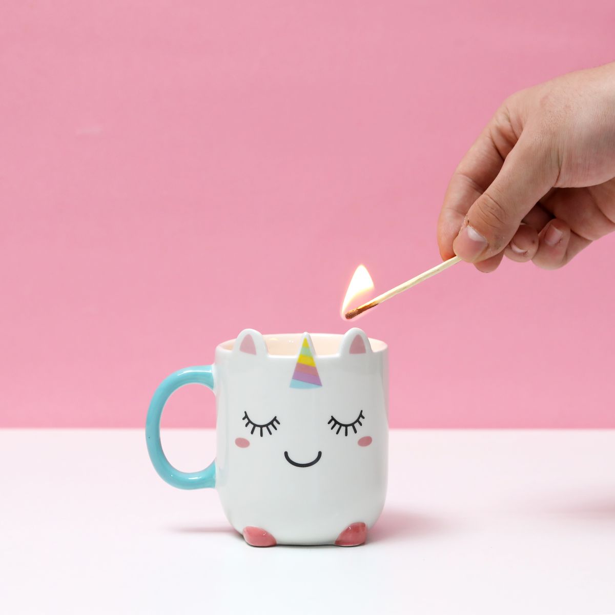 Tasse en céramique avec bougie Licorne 