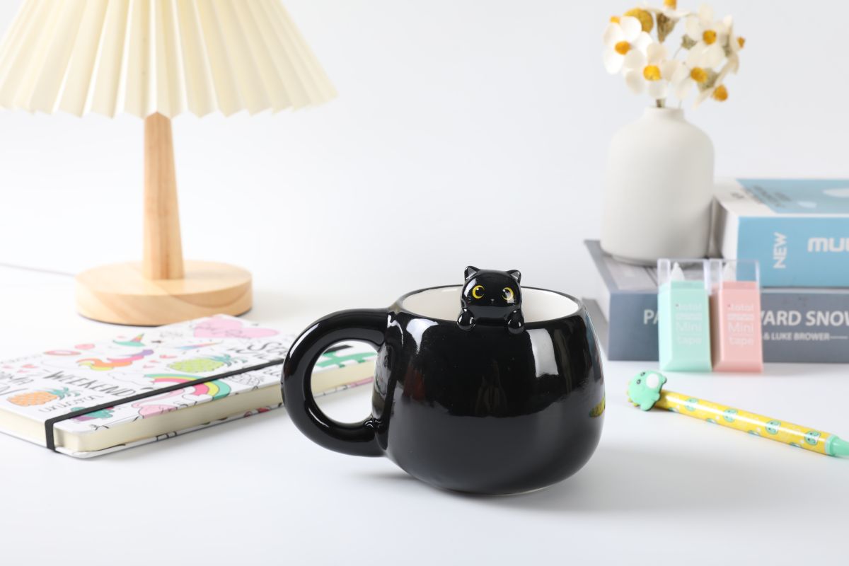 Tasse en céramique Charm 450ml Chat noir