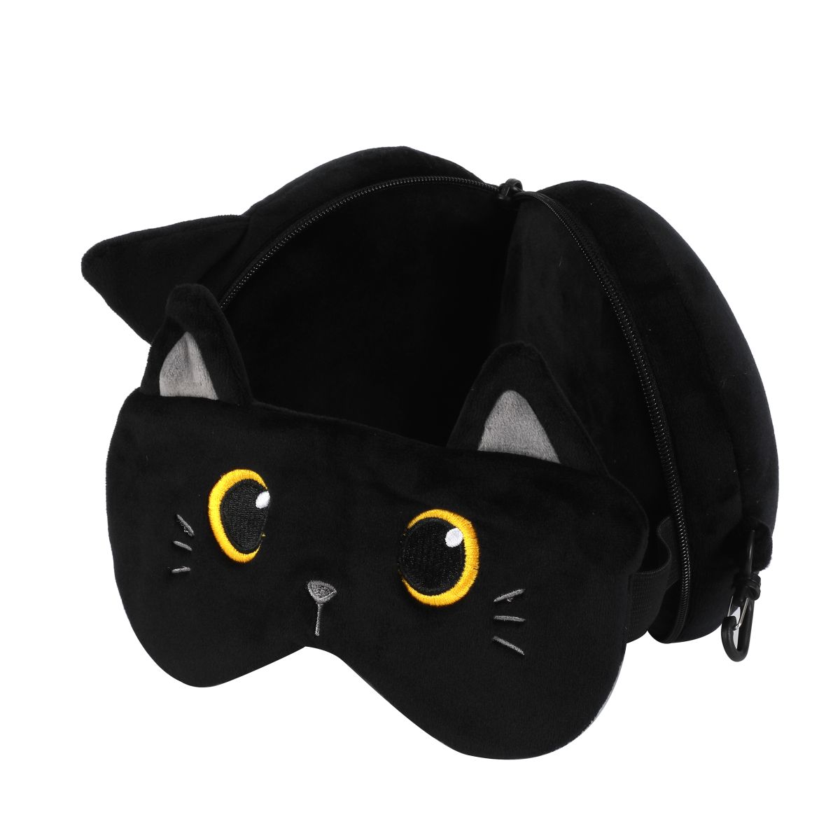 Oreiller de voyage &amp; Masque de nuit Chat Noir
