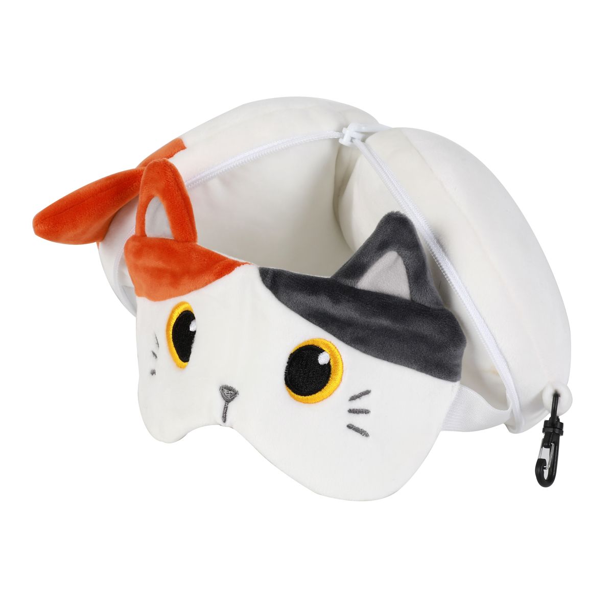 Oreiller de voyage &amp; Masque de nuit Chat Blanc & orange