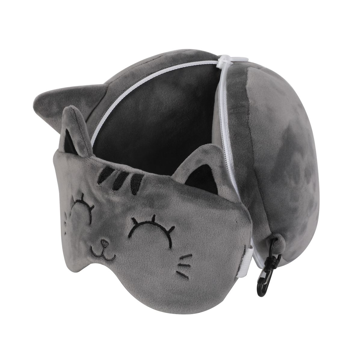 Oreiller de voyage &amp; Masque de nuit Chat Gris