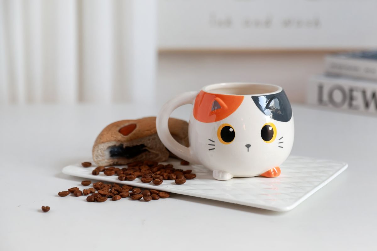 Tasse Chunky Chat blanc & orange