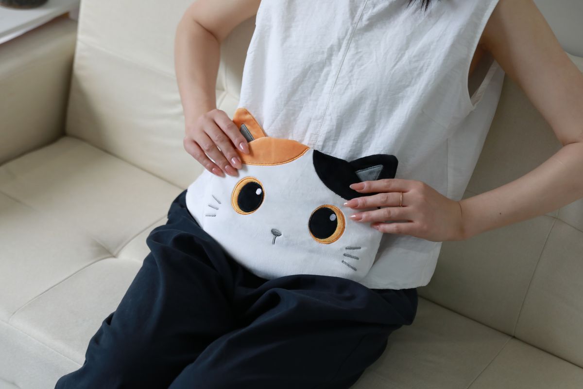 Coussin chauffant Chat Blanc & orange