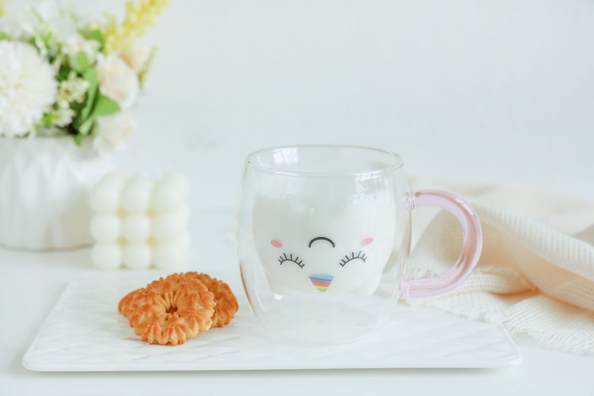 Tasse en verre tranparant double paroi Licorne