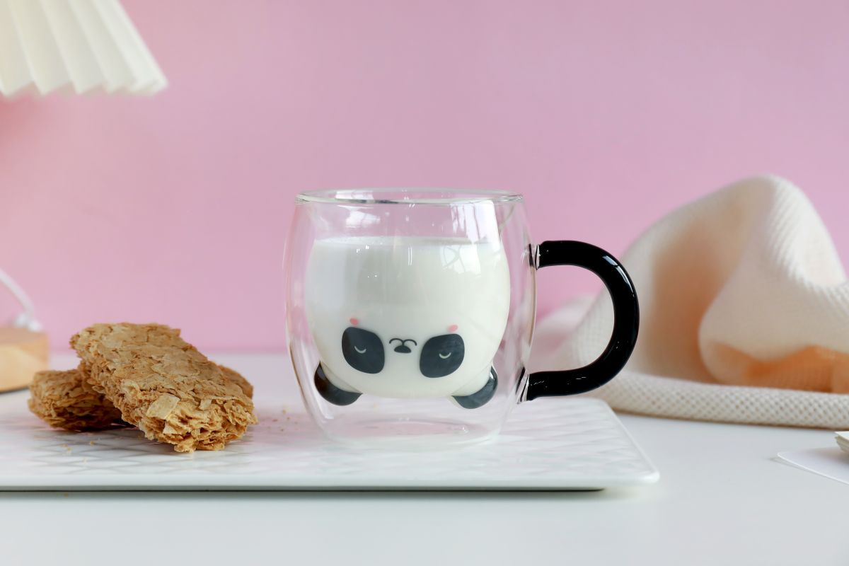 Tasse en verre tranparant double paroi Panda