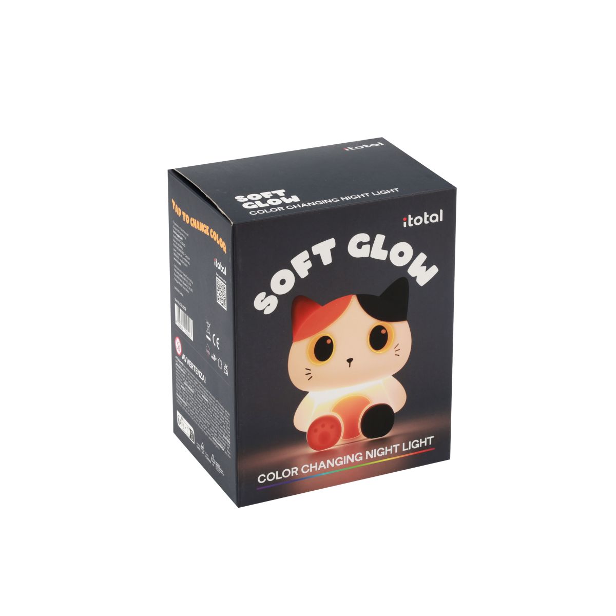 Lampe de nuit en silicone Chat blanc & orange