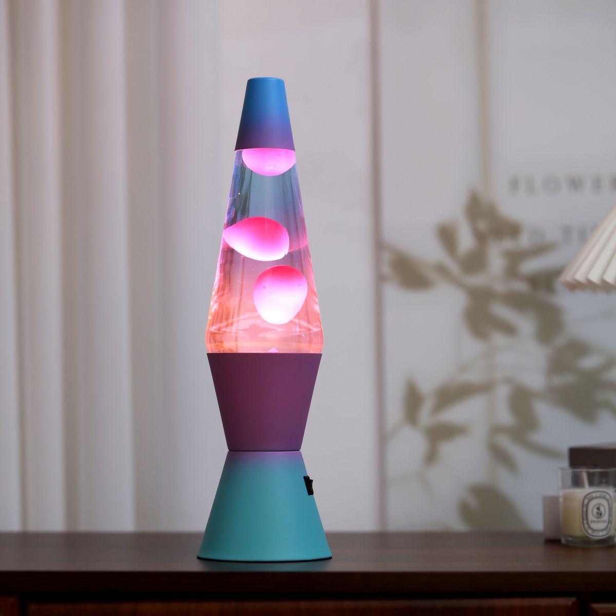 Lampe Lave Led base Rose & Vert - Multicolor 