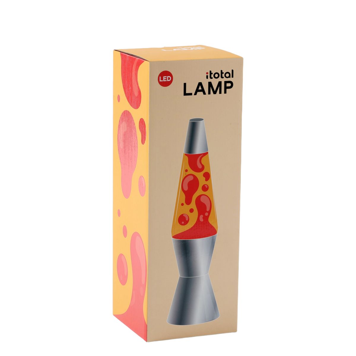 Lampe Lave Led base argent -  Orange & Rouge 