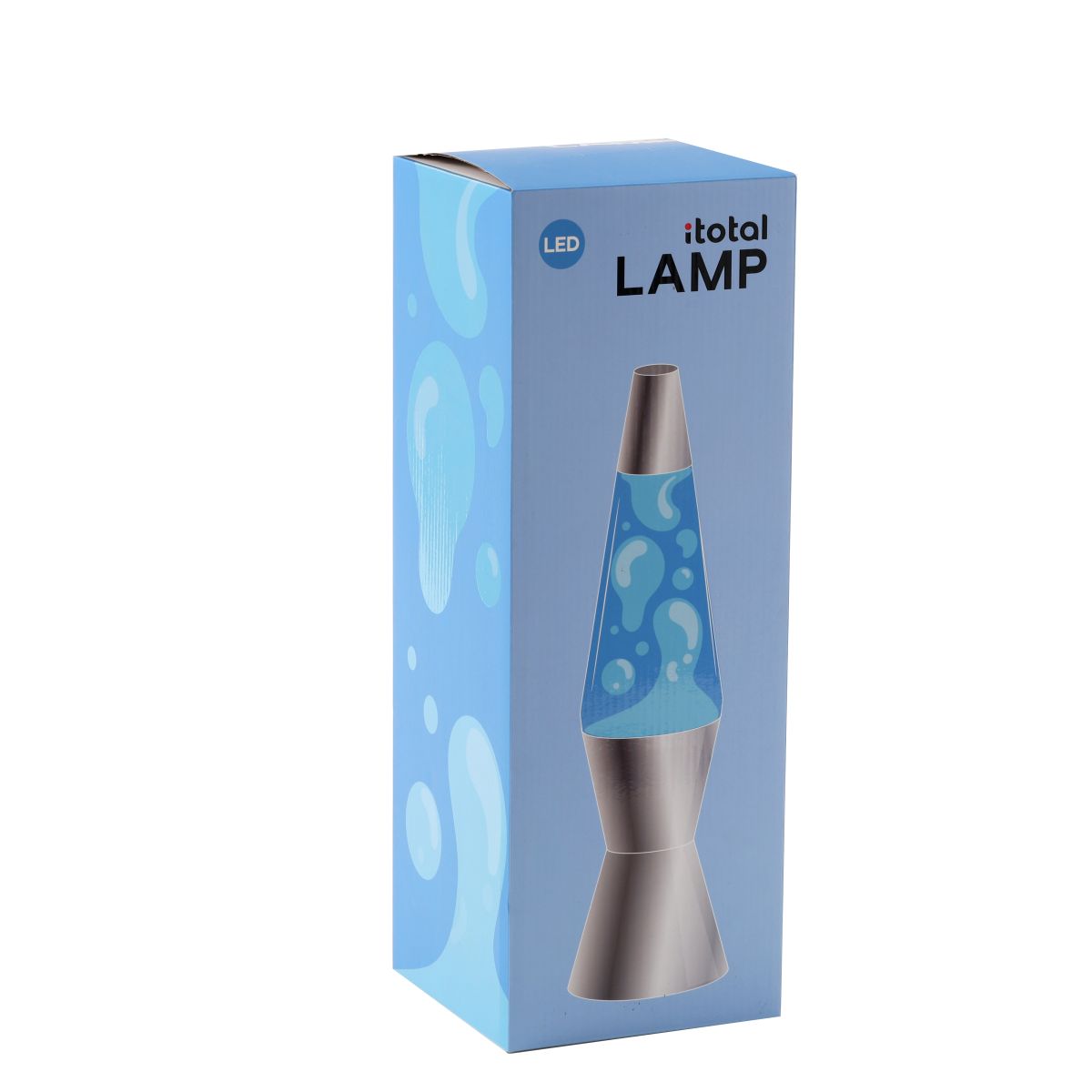 Lampe Lave Led base argent - Bleu clair & Blanc 