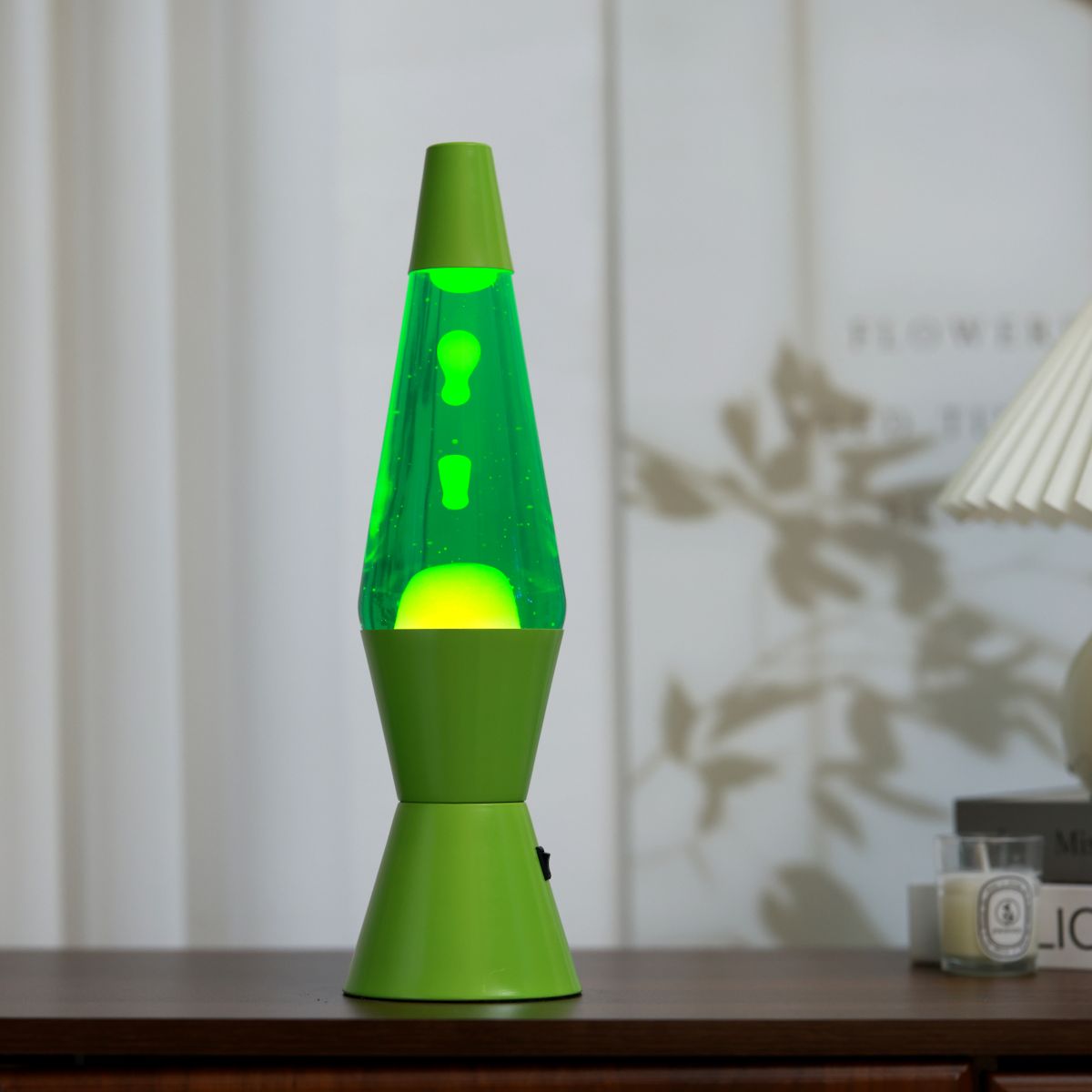 Lampe Lave Led base verte - Vert & Jaune 