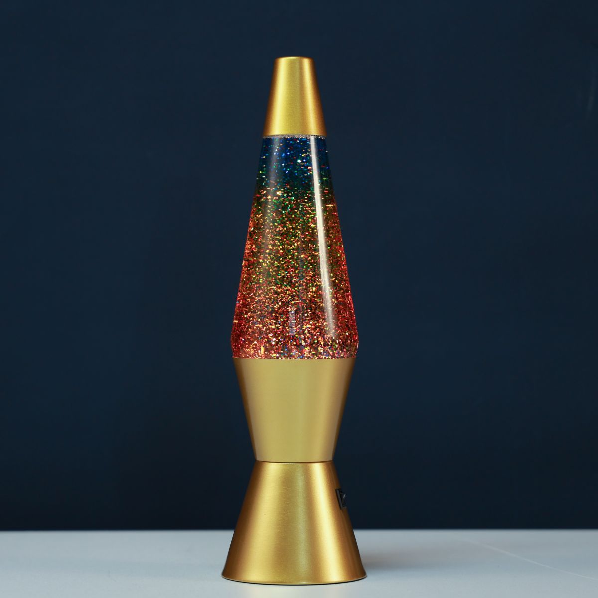 Lampe Lave Led base gold - Glitter Multicolor 