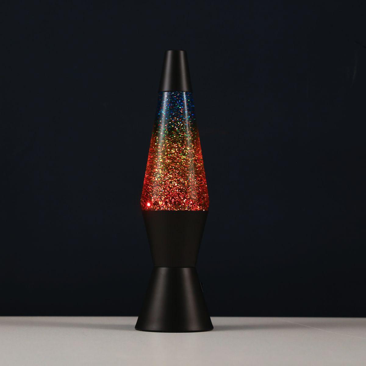 Lampe Lave Led base noire - Glitter Multicolor 