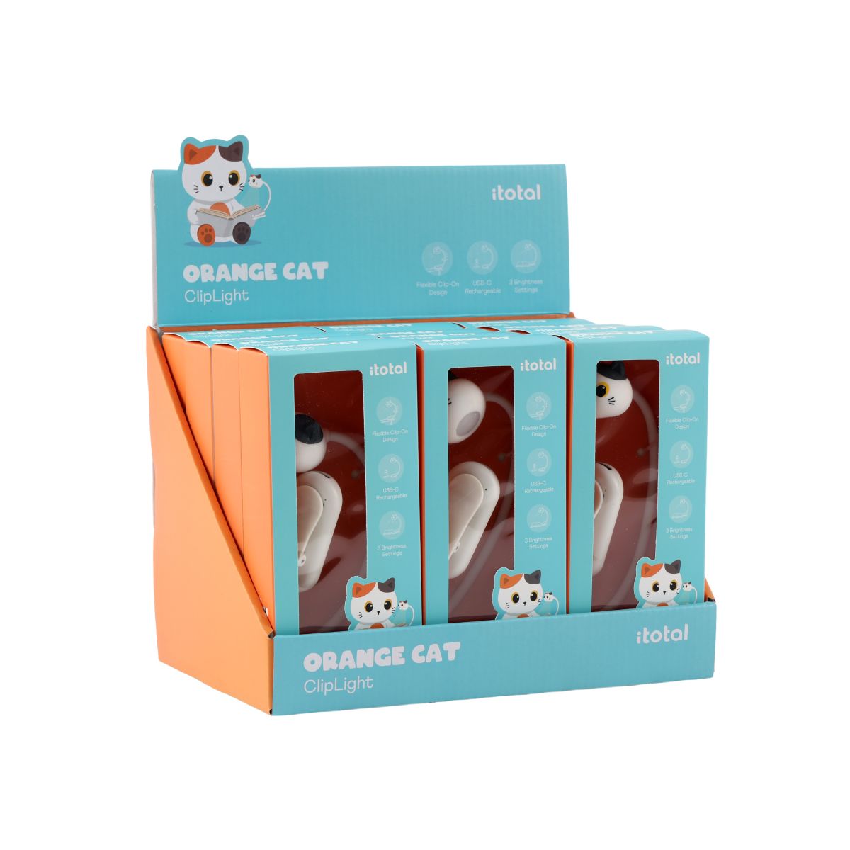 Lampe de lecture Chat blanc & orange  