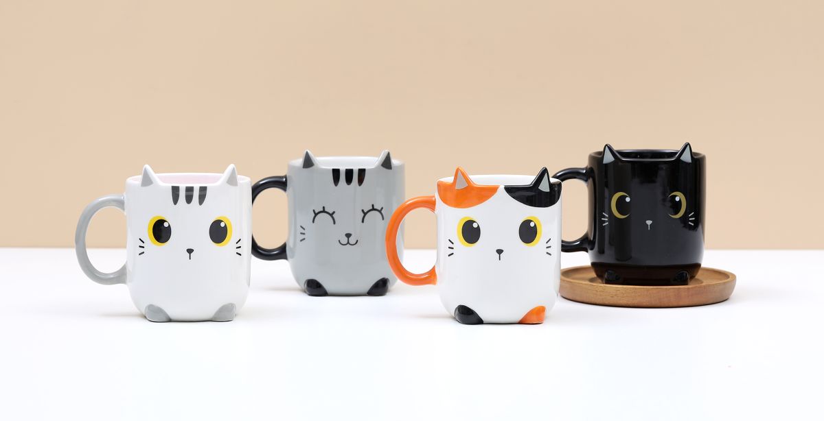 Tasse en céramique avec bougie Chat Gris