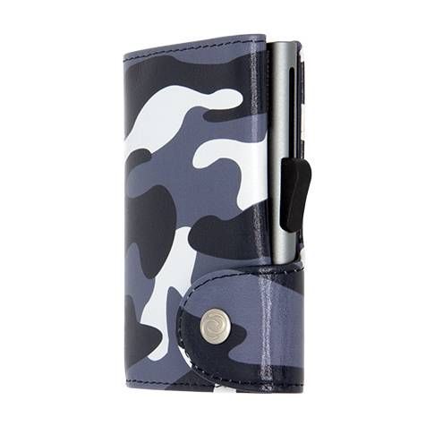 Porte-cartes RFID Cuir imprimé Camouflage Black / Boîtier Gris 