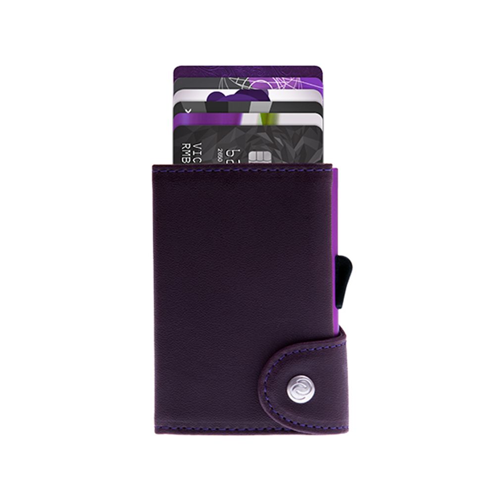 Porte-Cartes RFID Cuir Prestige Cardinal / Boîtier Violet 
