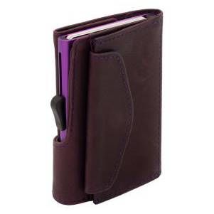 Porte-monnaie et cartes RFID en cuir Prestige Cardinal / Boîtier Violet 