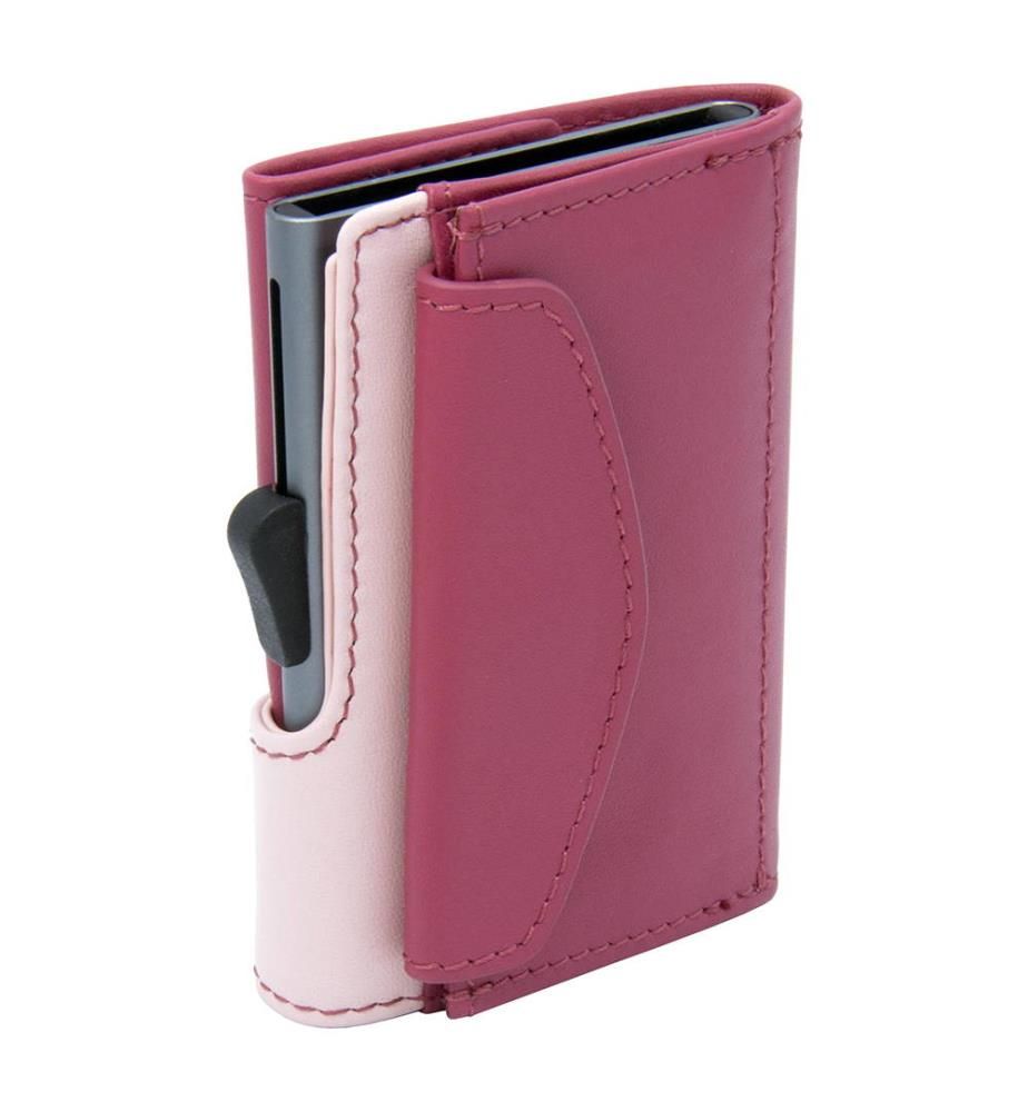 Porte-monnaie et cartes RFID cuir Cherry / Blush 