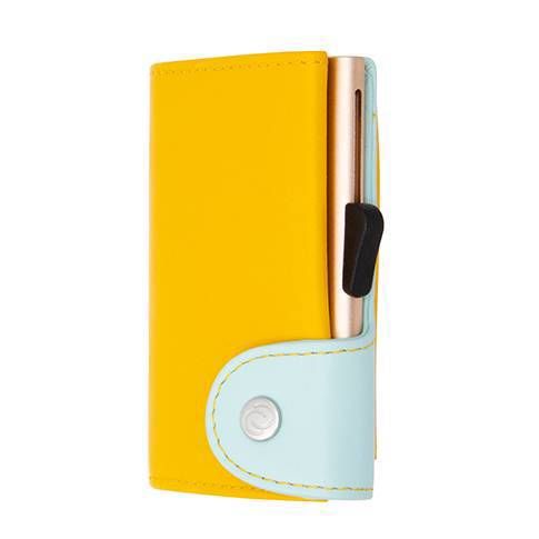 Porte-monnaie et cartes RFID cuir Saffron / Aqua  