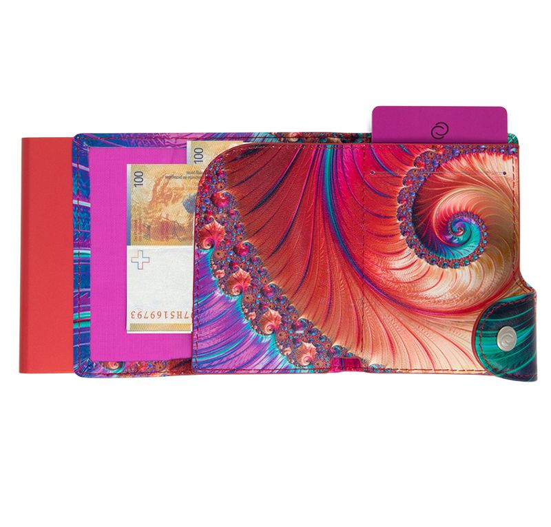 Porte-cartes RFID Cuir imprimé Shell / Boîtier Rouge 