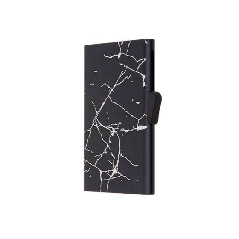 Porte-Cartes en Aluminium Marbré Noir 