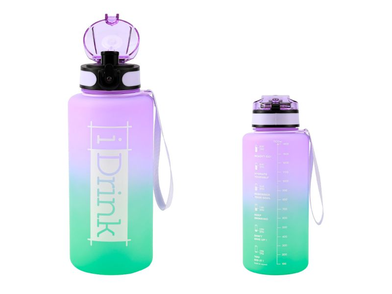 Tritan Motivational Bottle 1500ml Violet &amp; Turquoise