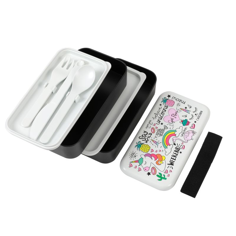 Lunch Box, Set 2 Box & couverts Unicorn 650 ml