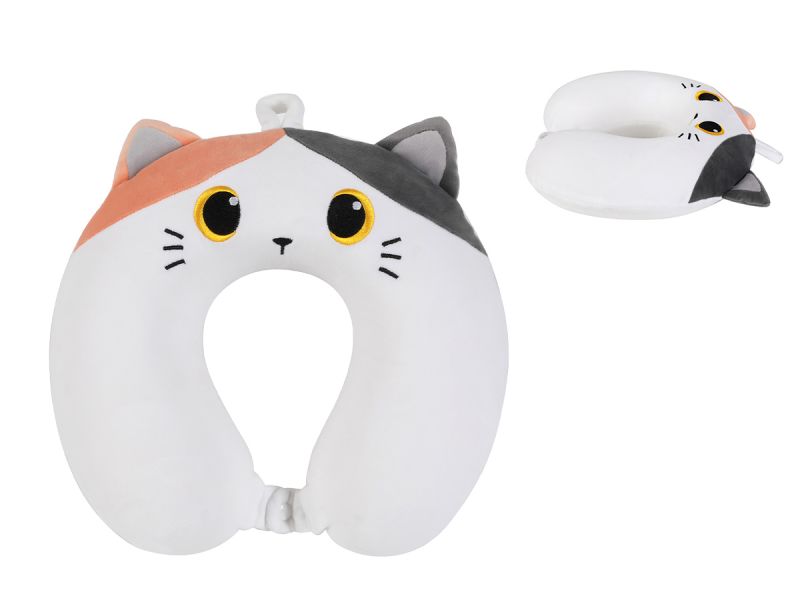 Oreiller de voyage Chat Blanc & Orange