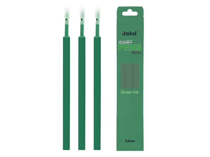 Recharges pour stylos, encre effaçable, set de 3 pièces Vert