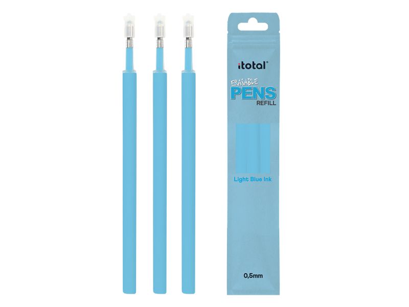 Recharges pour stylos, encre effaçable, set de 3 pièces Bleu Clair