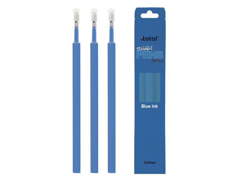 Recharges pour stylos, encre effaçable, set de 3 pièces Bleu